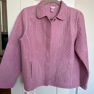 Kiko Comfort Women 100% Silk Quilted Pink Floral/Paisley Jacket, Size M, EUC